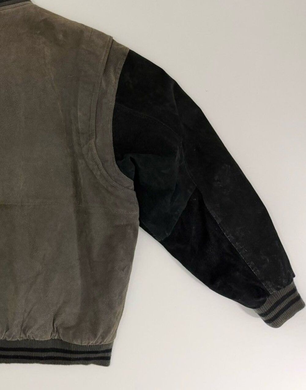 VTG Harrison & Taylor Suede Leather XL Brown Black Bomber Jacket 90s Nostalgia - Picture 11 of 11